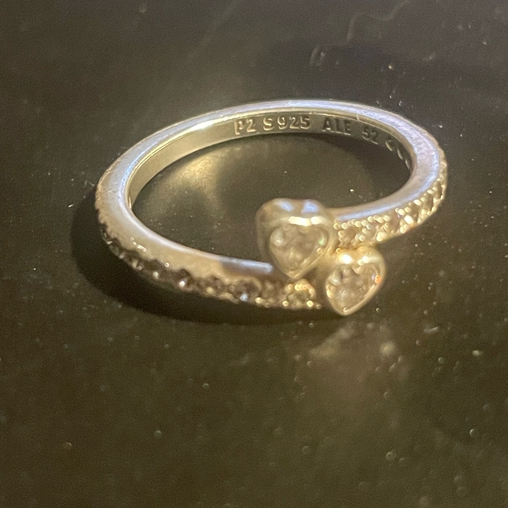 Double heart sterling silver sweetheart ring